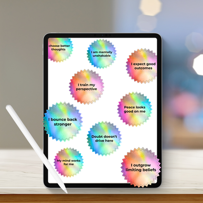 150 Positive Mindset Affirmation Digital Stickers Holographic Stickers Planner Journal PNGs GoodNotes, Notability, Samsung Notes, iPad